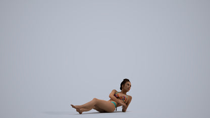 realistic 3D woman pool, scanned archviz people for Blender and 3ds Max, side view render