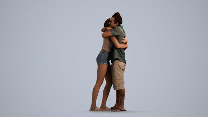 realistic 3D people woman couple, render-ready for V-Ray and Corona, FBX OBJ, front view render