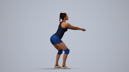 realistic 3D people woman sport, render-ready for V-Ray and Corona, FBX OBJ, side view render