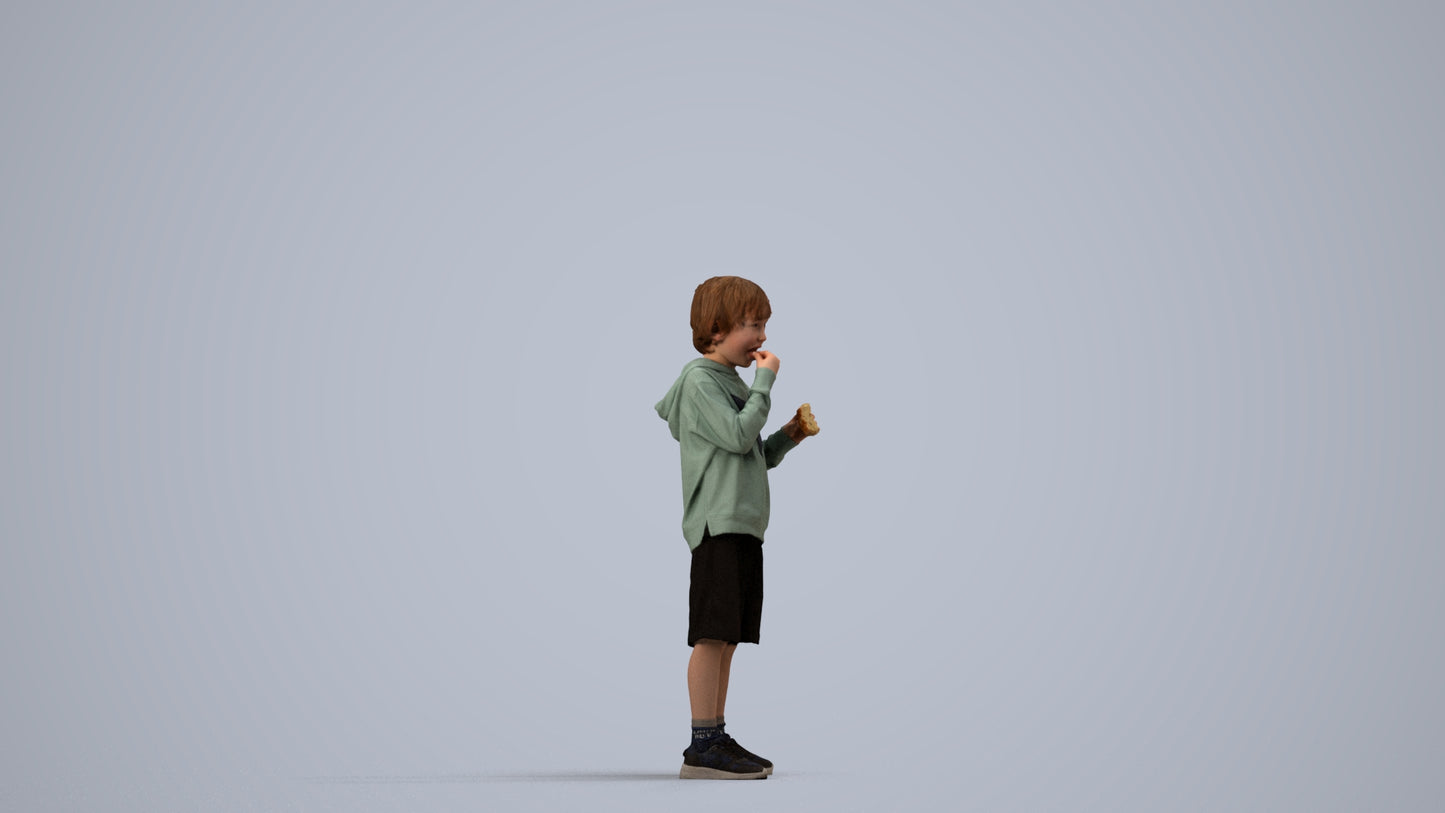 3D scanned boy kids casual, photorealistic archviz people for Enscape and SketchUp, side view render