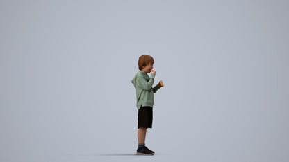 3D scanned boy kids casual, photorealistic archviz people for Enscape and SketchUp, side view render