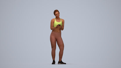 scanned 3D woman sport, photogrammetry people for Enscape and V-Ray, top-down view render