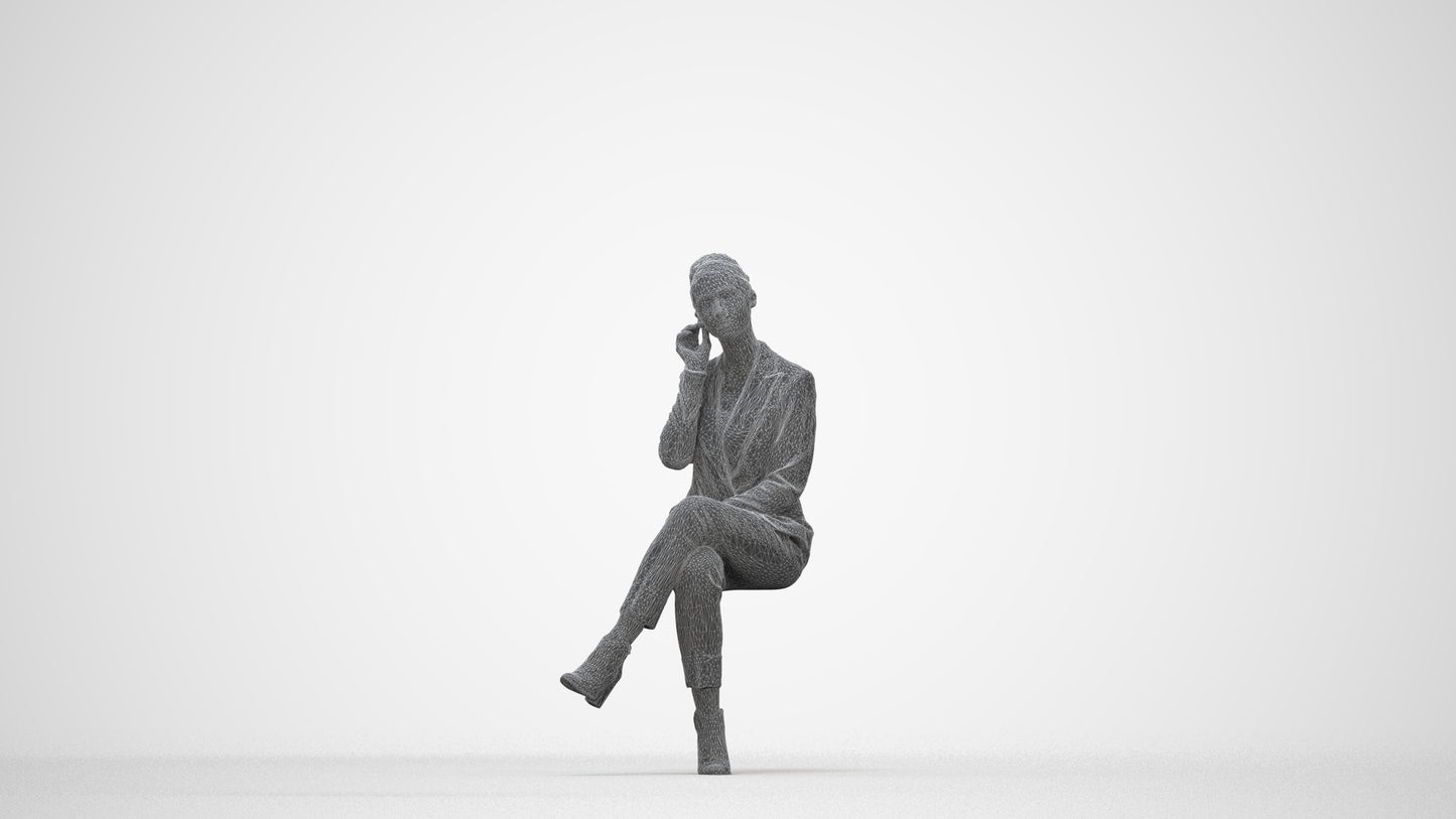 realistic 3D human woman business, archviz people FBX OBJ for Blender, wireframe back view