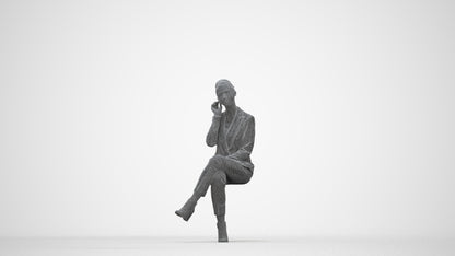 realistic 3D human woman business, archviz people FBX OBJ for Blender, wireframe back view
