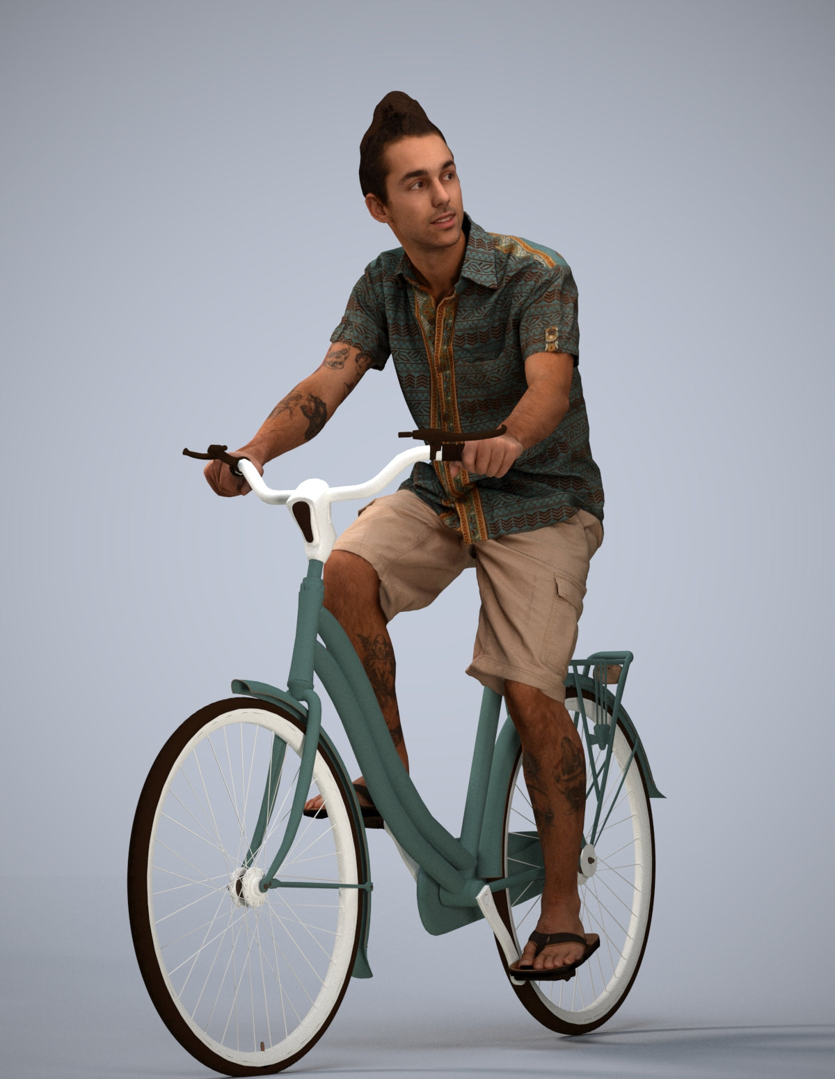 photogrammetry 3D man casual cycling, realistic human model archviz FBX
