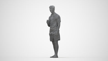 scanned 3D man casual standing, photogrammetry people for Enscape and V-Ray, wireframe back view