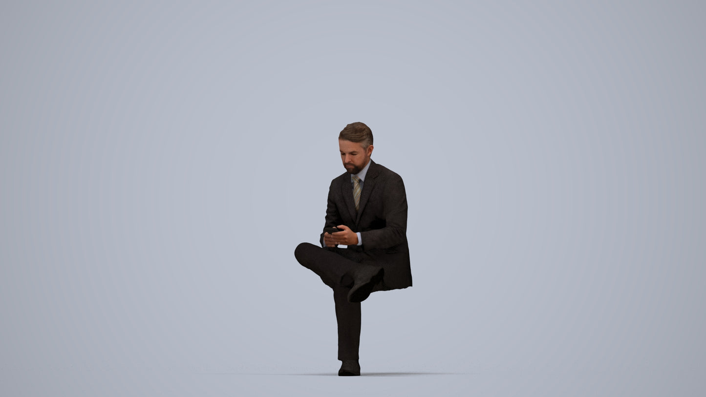realistic 3D people man business, render-ready for V-Ray and Corona, FBX OBJ, top-down view render