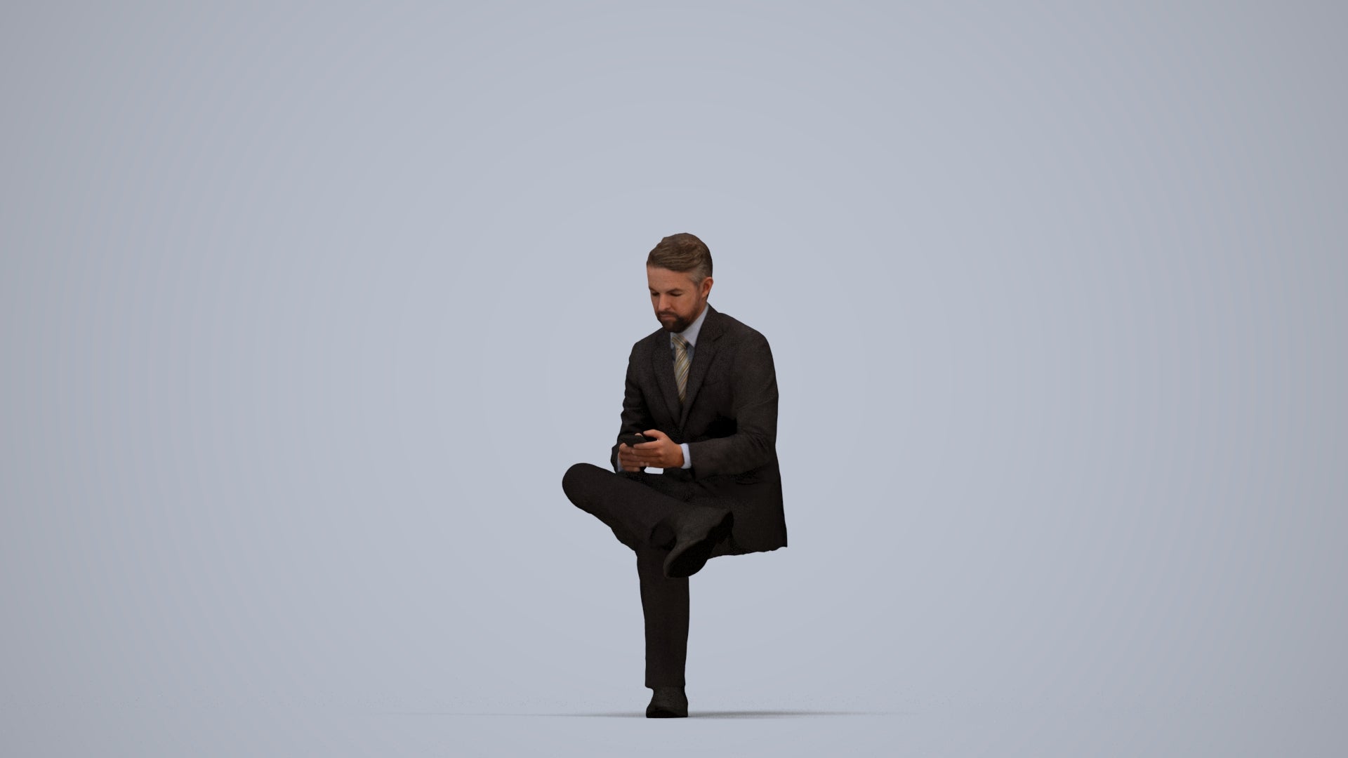 realistic 3D people man business, render-ready for V-Ray and Corona, FBX OBJ, top-down view render