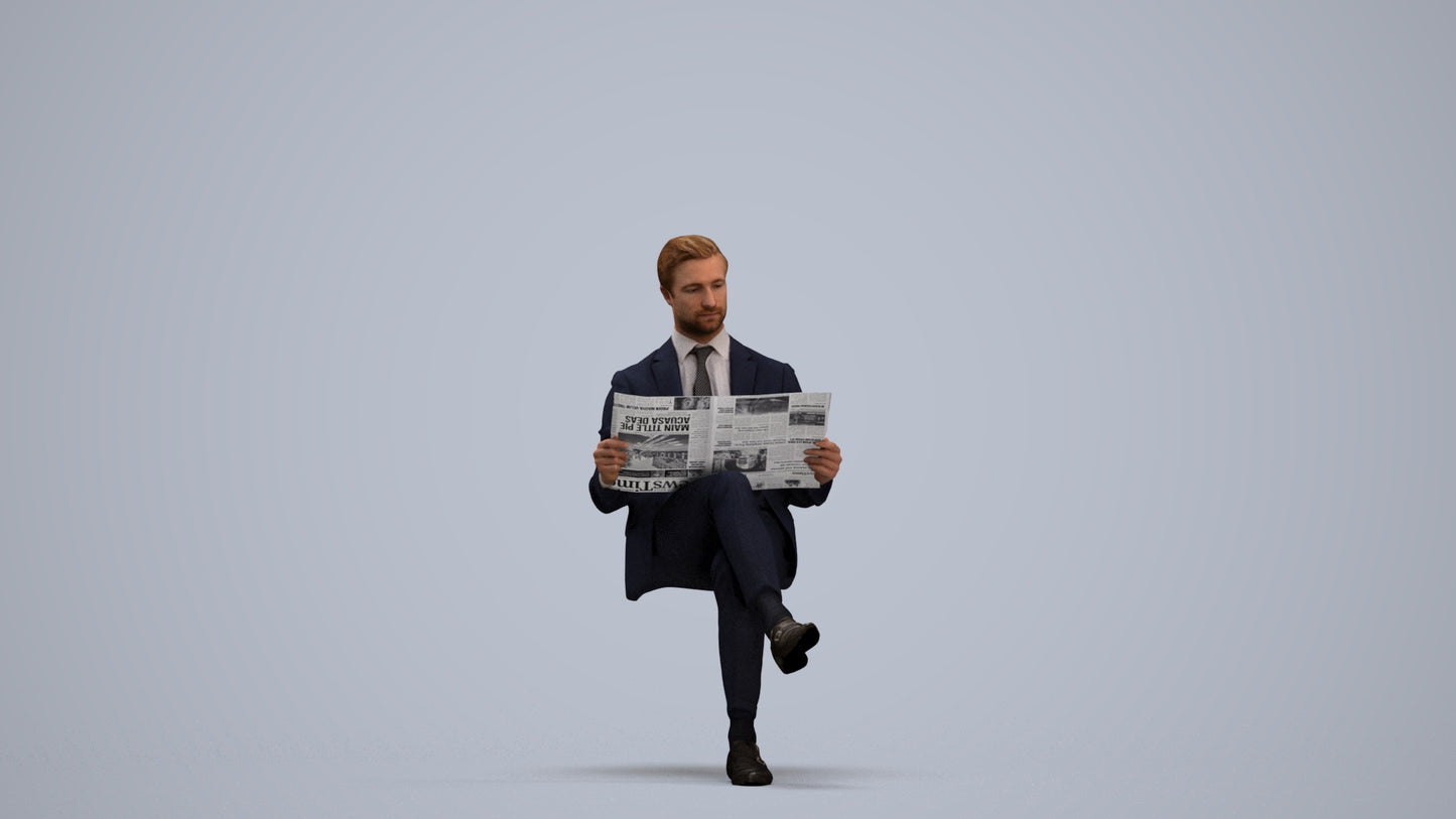 realistic 3D man business, scanned archviz people for Blender and 3ds Max, standing pose render