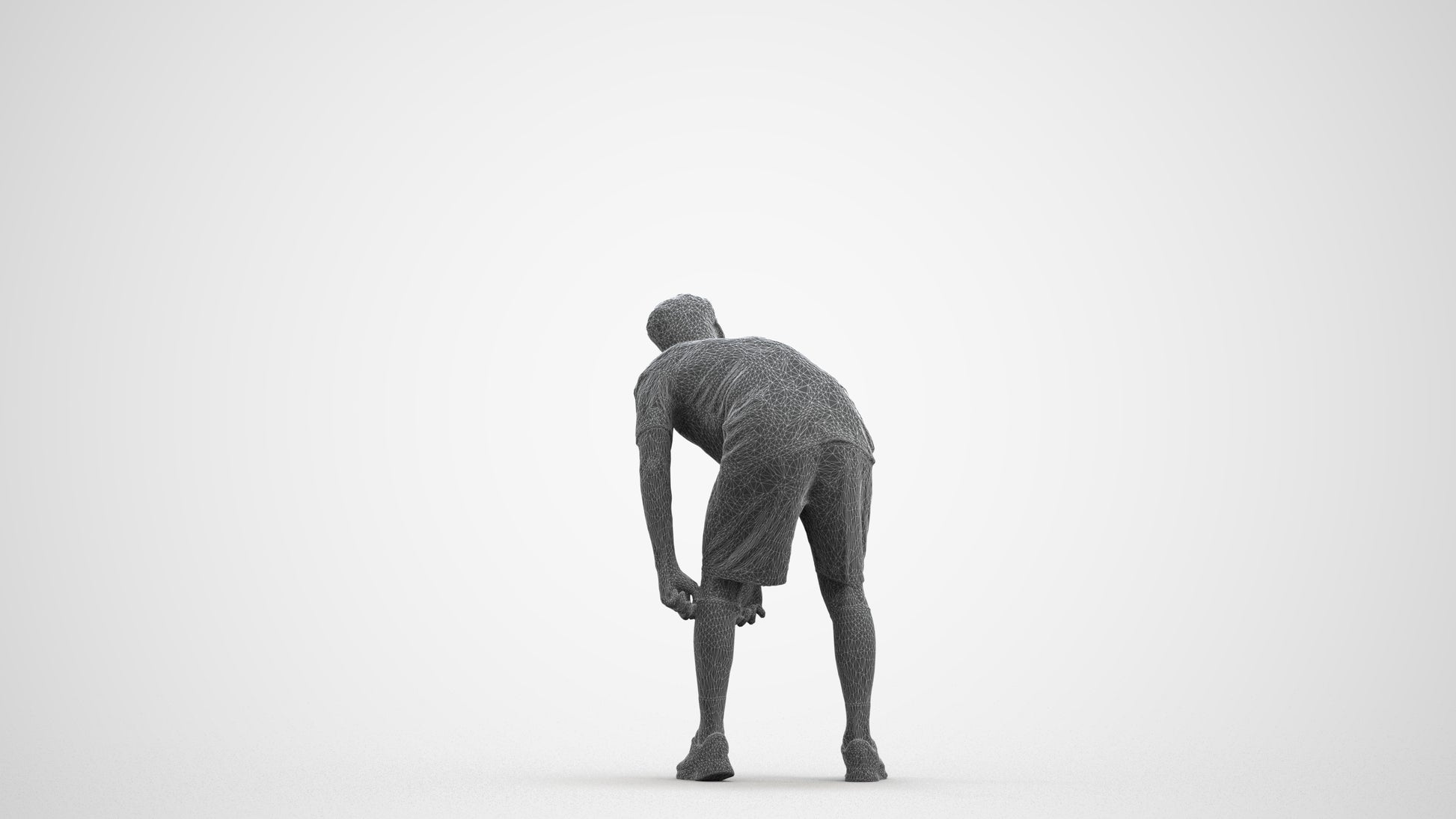 scanned 3D man sport, photogrammetry people for Enscape and V-Ray, wireframe front view