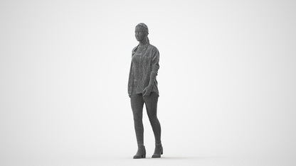 realistic 3D woman casual walking, scanned archviz people for Blender and 3ds Max, square thumbnail