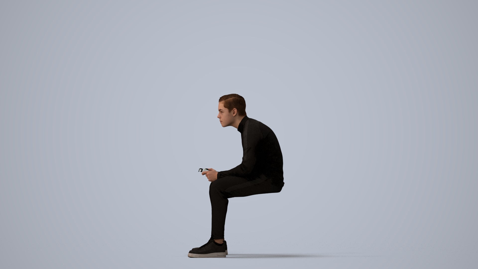 3D human model boy casual kids, photogrammetry scanned person for archviz, three-quarter view render