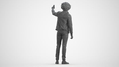 3D people model man casual standing, scanned human for 3ds Max rendering, wireframe front view
