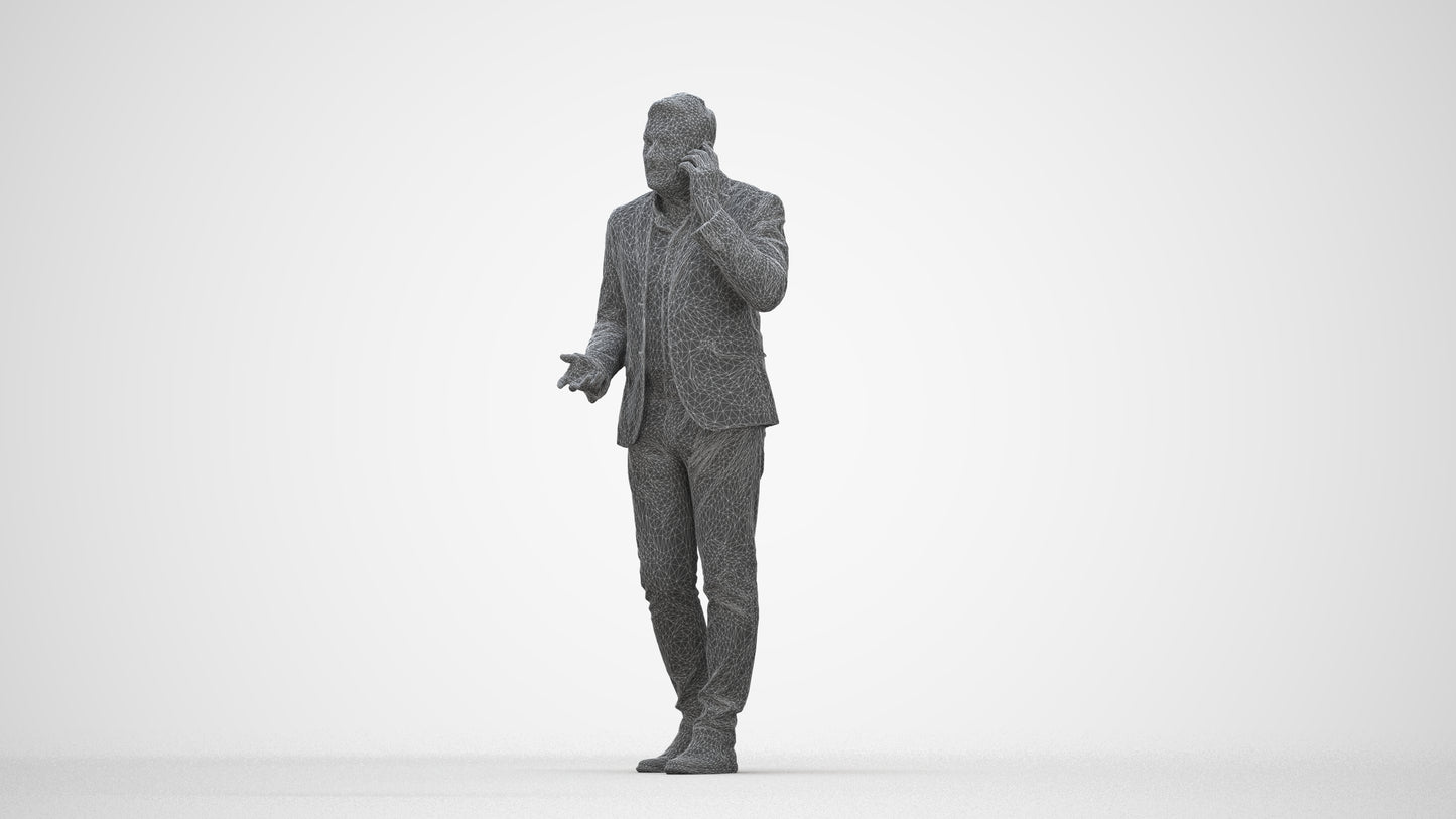 realistic 3D people man business, render-ready for V-Ray and Corona, FBX OBJ, wireframe back view