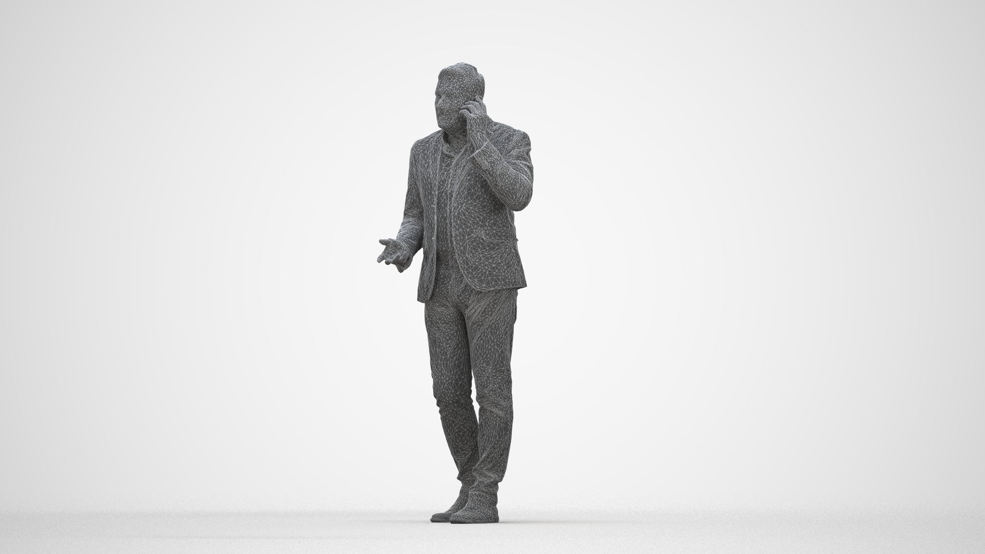 realistic 3D people man business, render-ready for V-Ray and Corona, FBX OBJ, wireframe back view