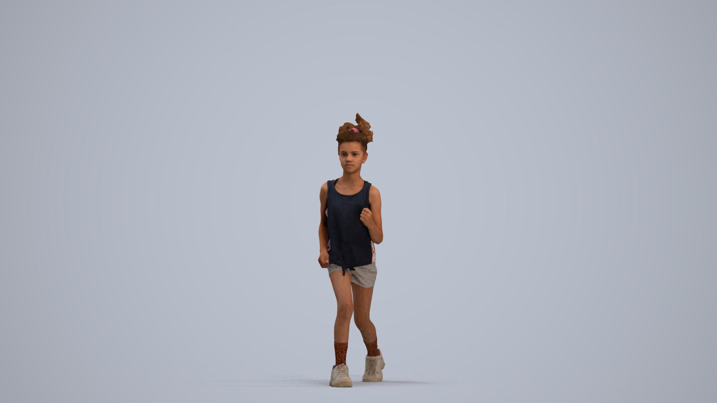 photogrammetry 3D girl sport kids, realistic human model archviz FBX, standing pose render