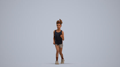 photogrammetry 3D girl sport kids, realistic human model archviz FBX, standing pose render