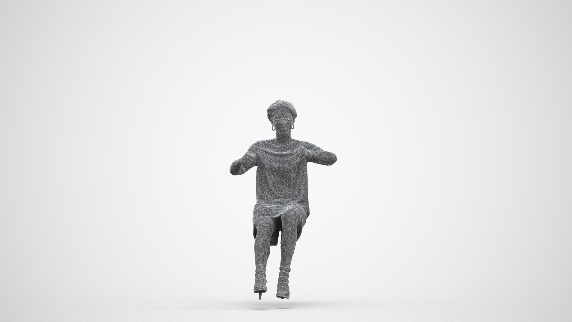 3D scanned woman driving casual, photorealistic archviz people for Enscape and SketchUp, three-quarter front view render