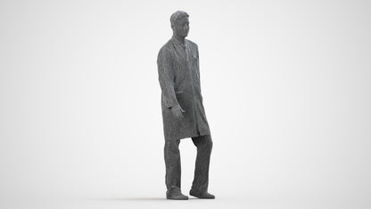 3D people model man medical, scanned human for 3ds Max rendering, wireframe side view