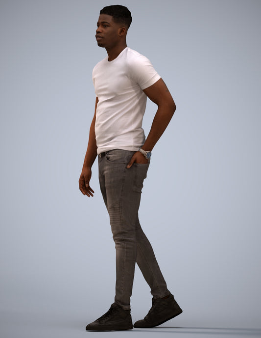 scanned 3D man casual walking, photogrammetry people for Enscape and V-Ray