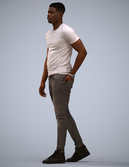 scanned 3D man casual walking, photogrammetry people for Enscape and V-Ray