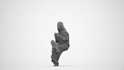 realistic 3D people woman casual sitting, render-ready for V-Ray and Corona, FBX OBJ, wireframe back view