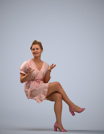 realistic 3D people woman casual sitting, render-ready for V-Ray and Corona, FBX OBJ