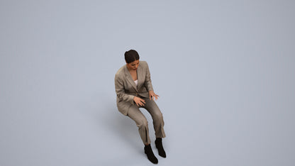 3D human model woman business, photogrammetry scanned person for archviz, back view render