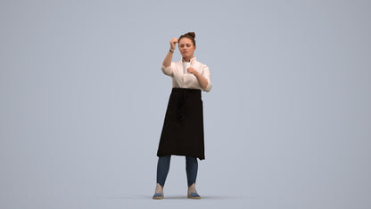 realistic 3D people woman hospitality, render-ready for V-Ray and Corona, FBX OBJ, standing pose render