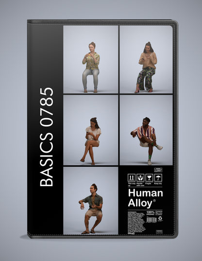 3D people models sitting bundle, 5 scanned humans for 3ds Max rendering