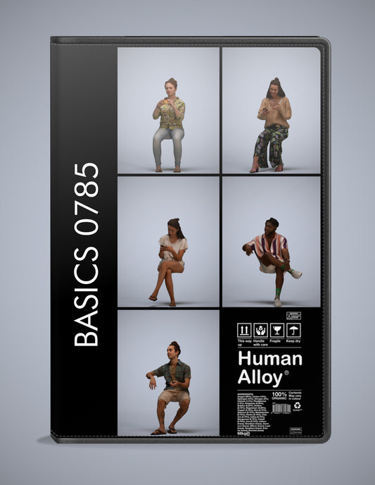 3D people models sitting bundle, 5 scanned humans for 3ds Max rendering