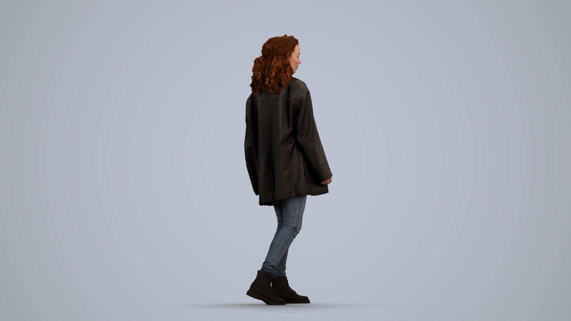 scanned 3D woman casual walking, photogrammetry people for Enscape and V-Ray, front view render