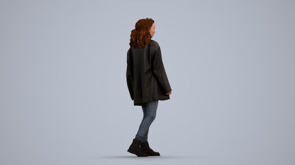 scanned 3D woman casual walking, photogrammetry people for Enscape and V-Ray, front view render