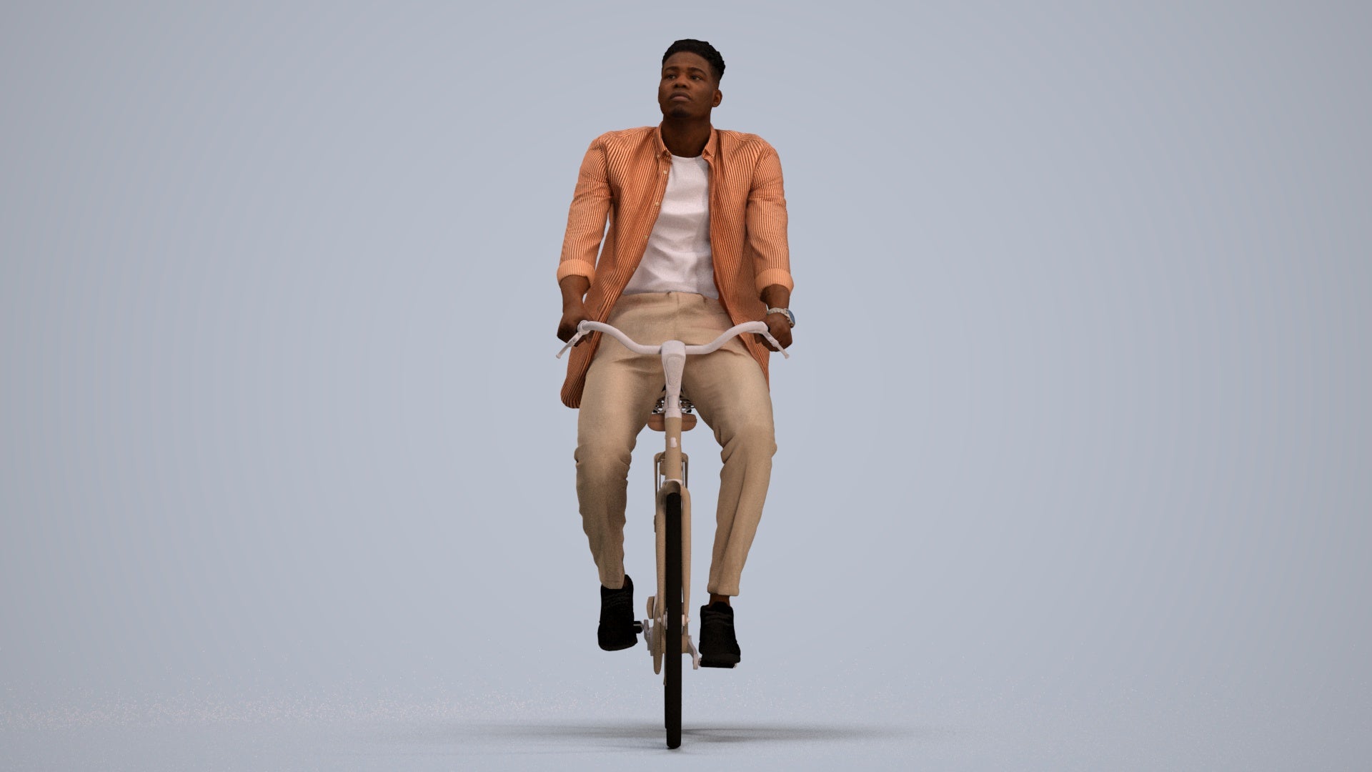 3D people model man casual cycling, scanned human for 3ds Max rendering, standing pose render