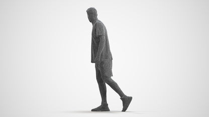 photogrammetry 3D man sport, realistic human model archviz FBX, wireframe front view