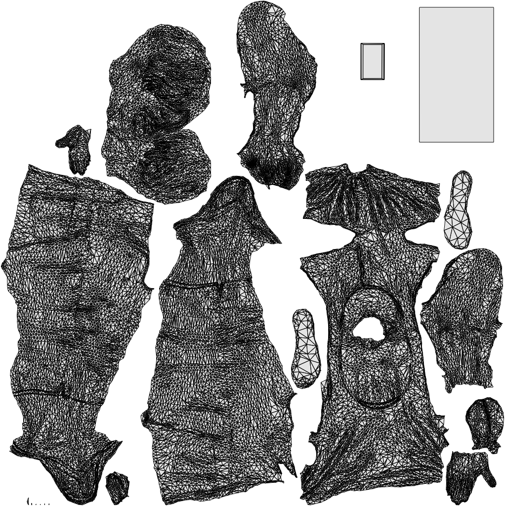scanned 3D senior woman standing, photogrammetry people for Enscape and V-Ray, wireframe top-down view