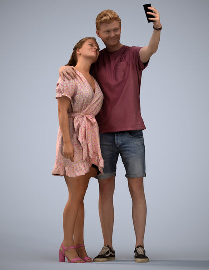 3D scanned woman couple casual, photorealistic archviz people for Enscape and SketchUp
