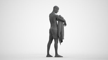 3D people model man pool, scanned human for 3ds Max rendering, wireframe front view