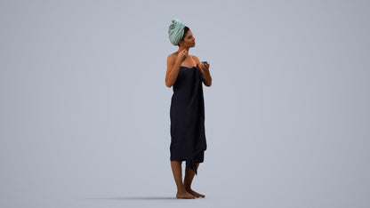 scanned 3D woman standing, photogrammetry people for Enscape and V-Ray, side view render