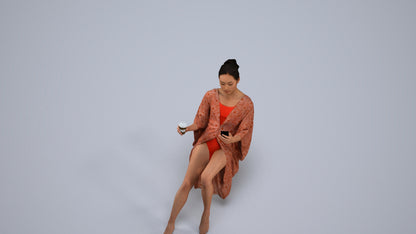 realistic 3D woman pool, scanned archviz people for Blender and 3ds Max, back view render