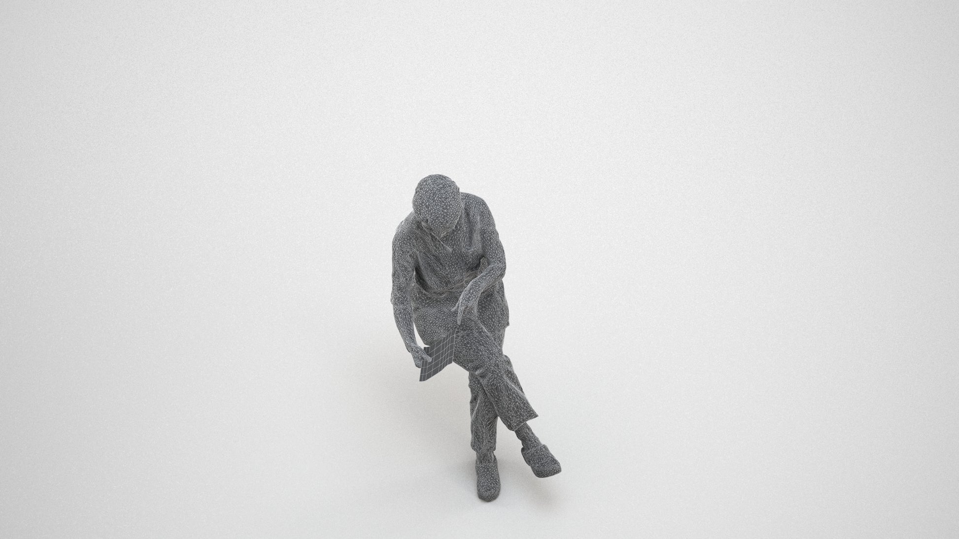 realistic 3D senior woman medical, scanned archviz people for Blender and 3ds Max, wireframe three-quarter view