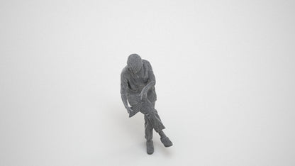 realistic 3D senior woman medical, scanned archviz people for Blender and 3ds Max, wireframe three-quarter view