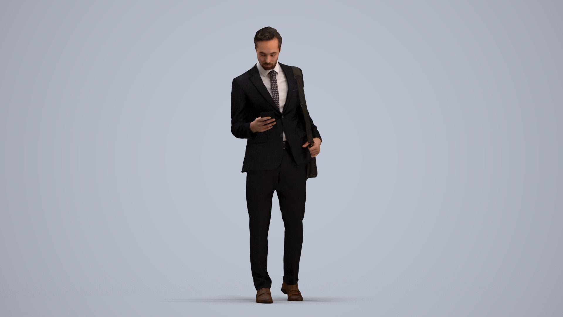 3D scanned man business formal, photorealistic archviz people for Enscape and SketchUp, standing pose render