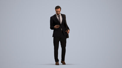 3D scanned man business formal, photorealistic archviz people for Enscape and SketchUp, standing pose render