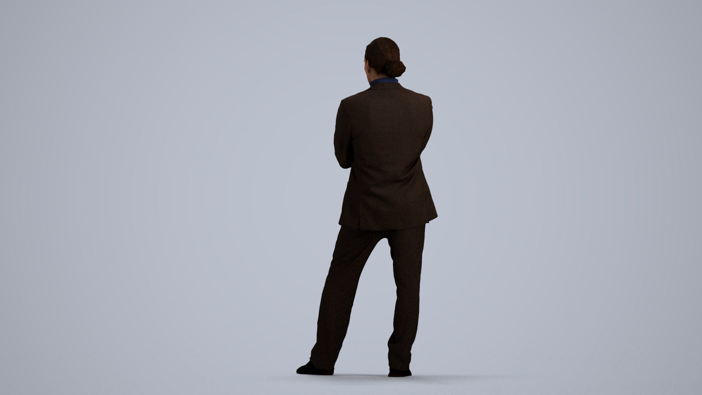 scanned 3D man business, photogrammetry people for Enscape and V-Ray, front view render
