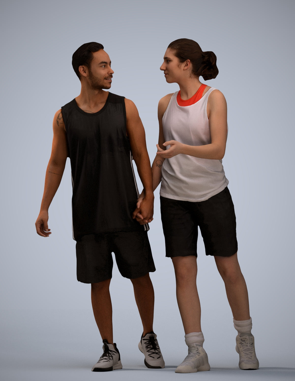 3D human model woman sport, photogrammetry scanned person for archviz