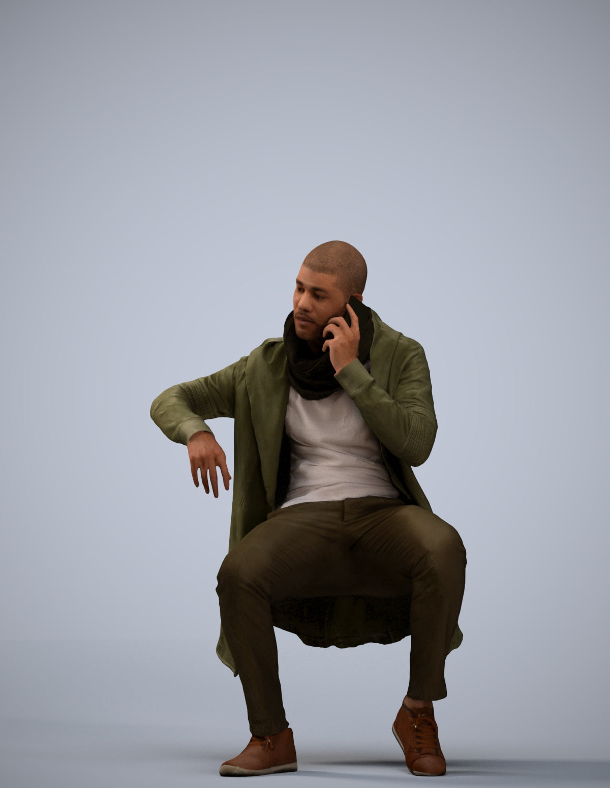 3D people model man casual sitting, scanned human for 3ds Max rendering