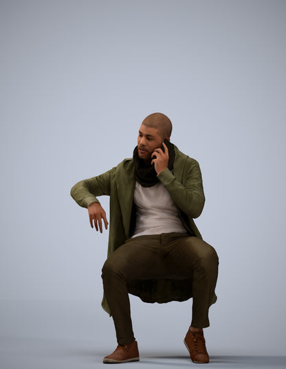 3D people model man casual sitting, scanned human for 3ds Max rendering