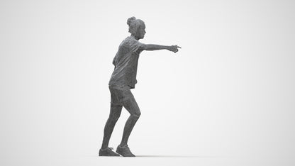 scanned 3D woman sport, photogrammetry people for Enscape and V-Ray, wireframe back view