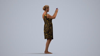 realistic 3D people woman casual standing, render-ready for V-Ray and Corona, FBX OBJ, side view render